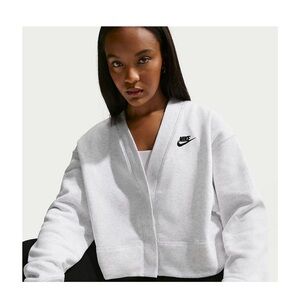 Nike White V-Neck Cropped Logo Sweatshirt Jacket